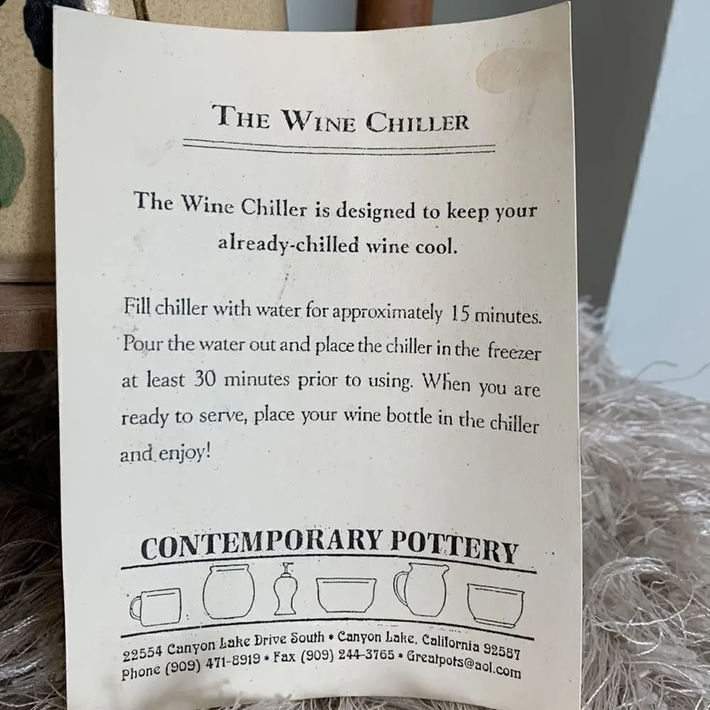 Contemporary Pottery The Wine Chiller & Small Plate Made In USA, Canyon Lake, CA